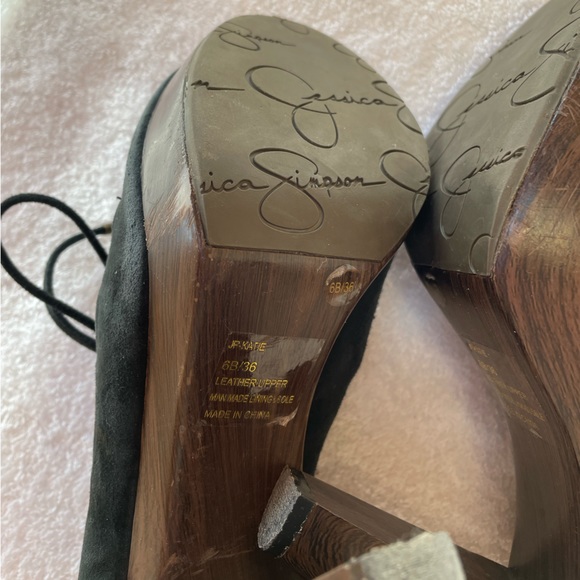 🔵 Jessica Simpson lace-up black suede heels - Picture 8 of 10